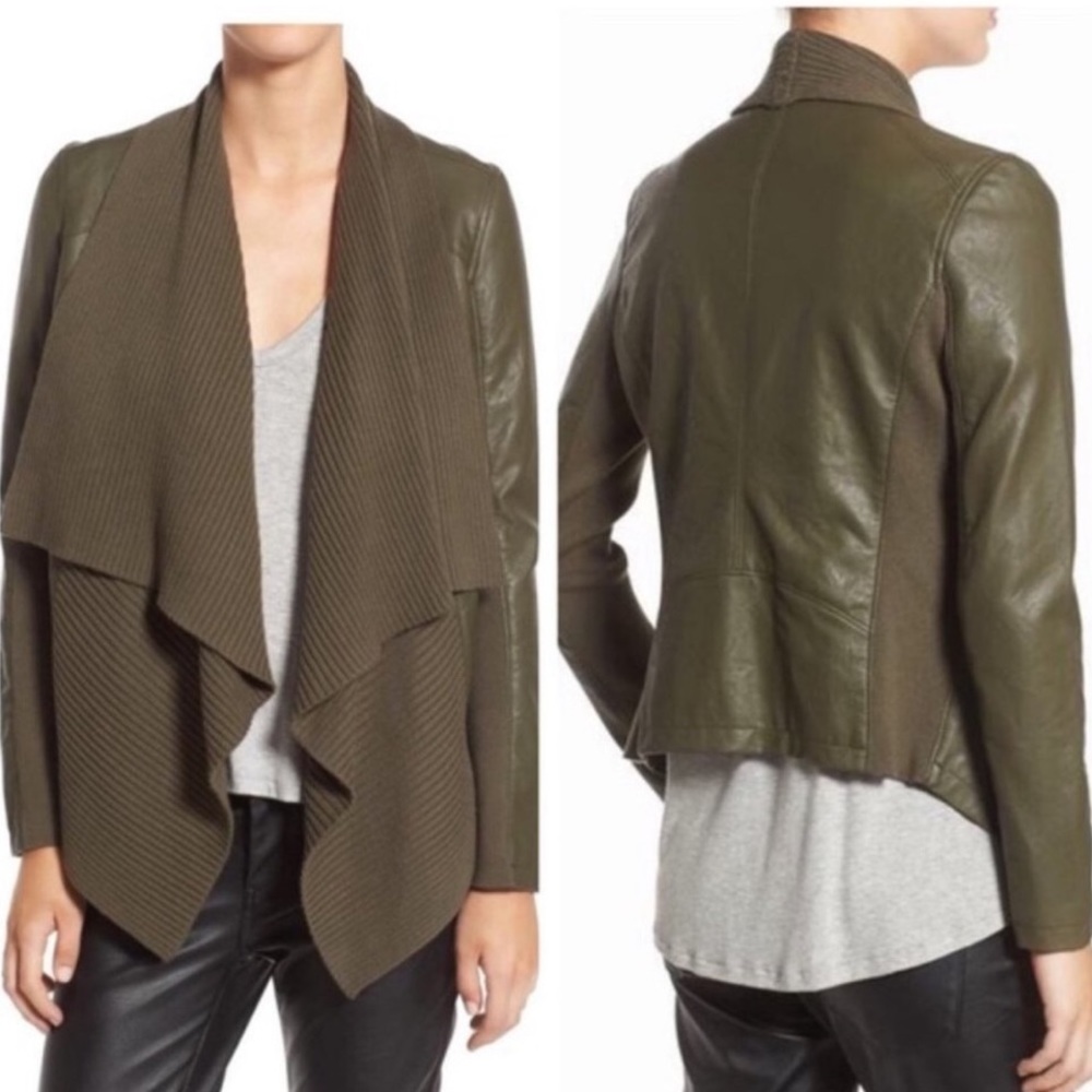 Blank NYC Olive Green Draped Moto Style Jacket - Size Small